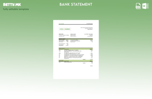 модерен стил Италија Интеса Санпаоло извод од банкарски ексел шаблон